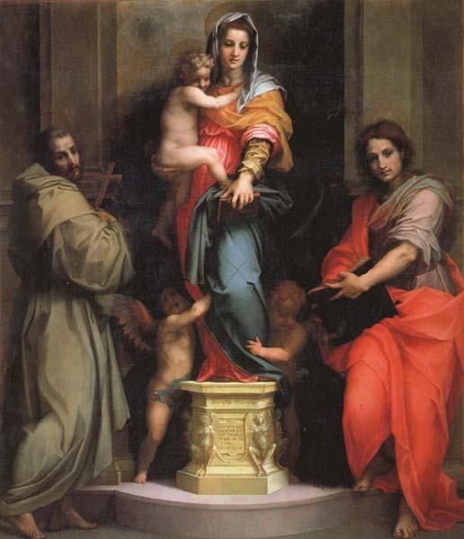 Andrea del Sarto Madonna and Child with SS.Francis and John the Baptist France oil painting art
